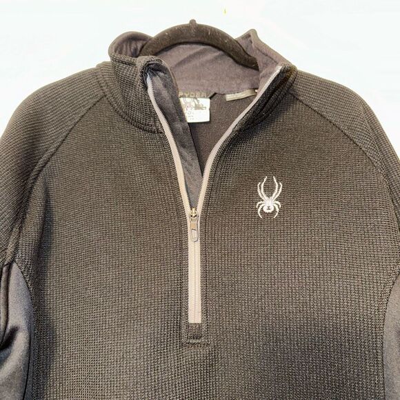 Spyder Outbound Quarter Zip Athletic Thermal Black Jacket Mens Medium EUC - Picture 2 of 12